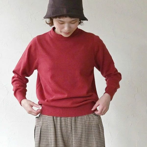 オーガニックコットン ラウンドネックニットトップ