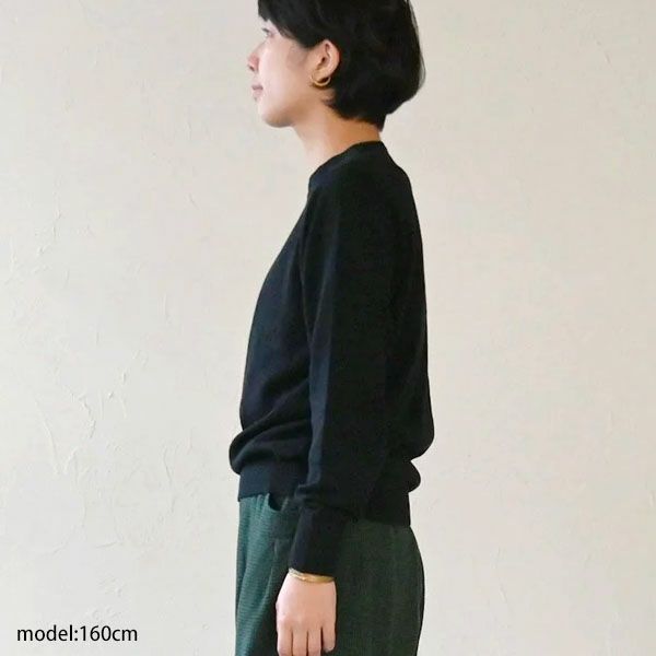 オーガニックコットン ラウンドネックニットトップ