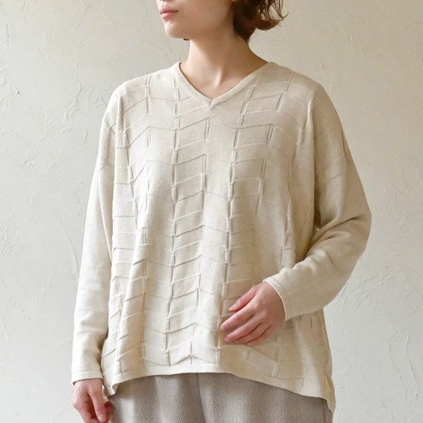 オーガニックコットン Vネックナミナミニットトップ