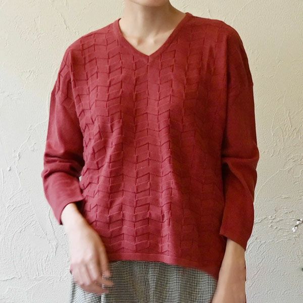 オーガニックコットン Vネックナミナミニットトップ