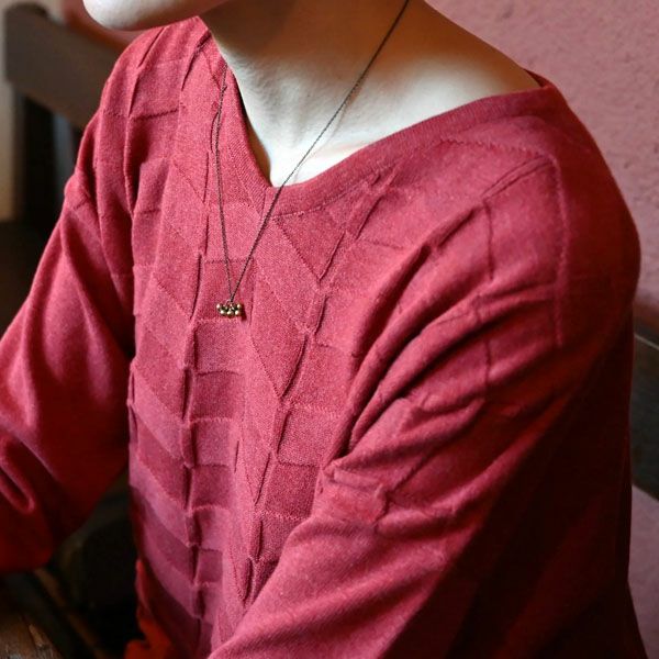 オーガニックコットン Vネックナミナミニットトップ