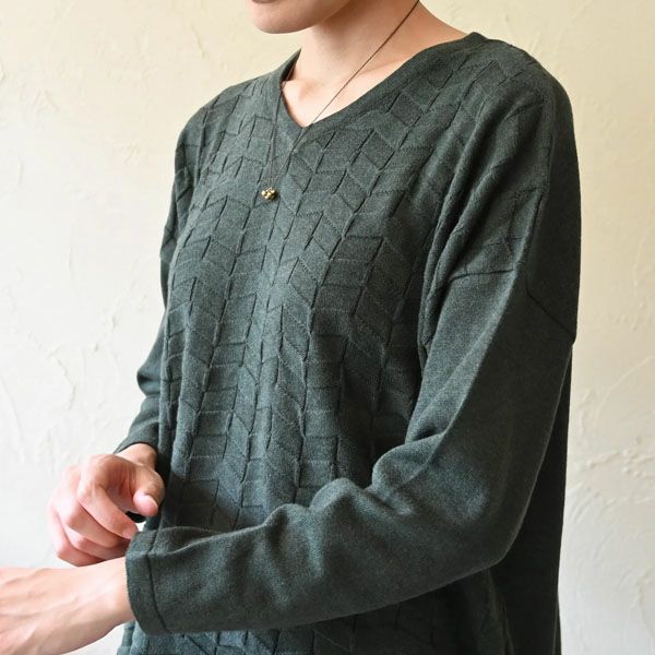 オーガニックコットン Vネックナミナミニットトップ