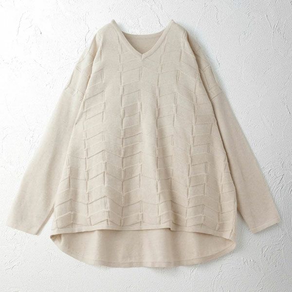 オーガニックコットン Vネックナミナミニットトップ