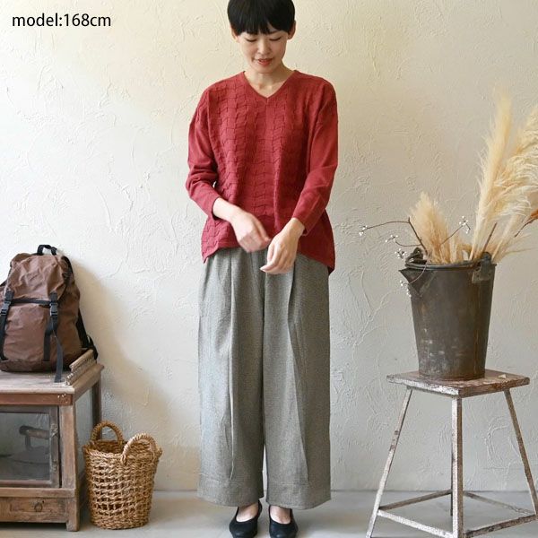 オーガニックコットン Vネックナミナミニットトップ