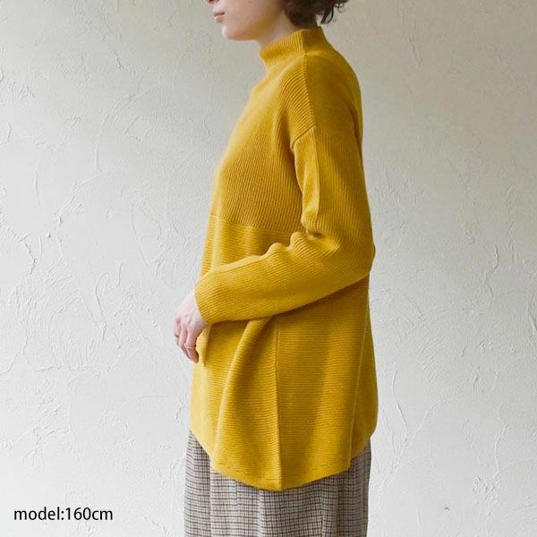 オーガニックコットン コンパクトファネルネックニットトップ