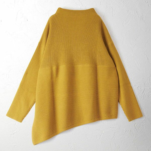 オーガニックコットン コンパクトファネルネックニットトップ