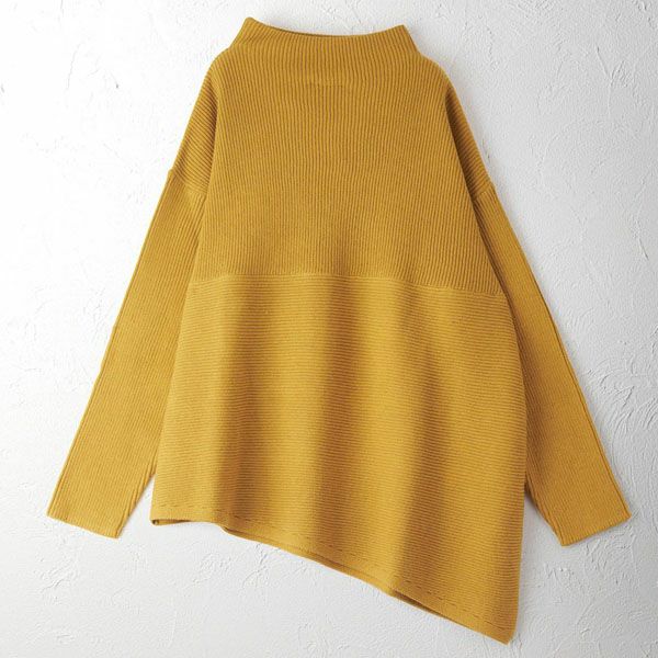 オーガニックコットン コンパクトファネルネックニットトップ