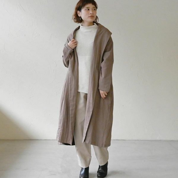 オーガニックコットン コンパクトファネルネックニットトップ