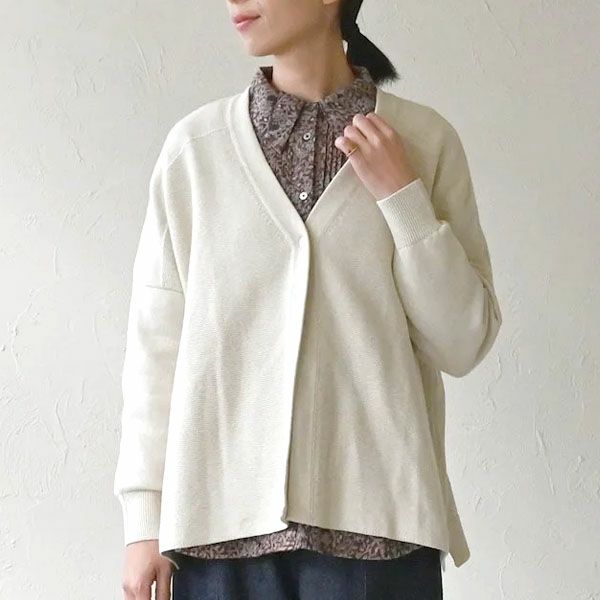 オーガニックコットン VネックTWOニットカーデ