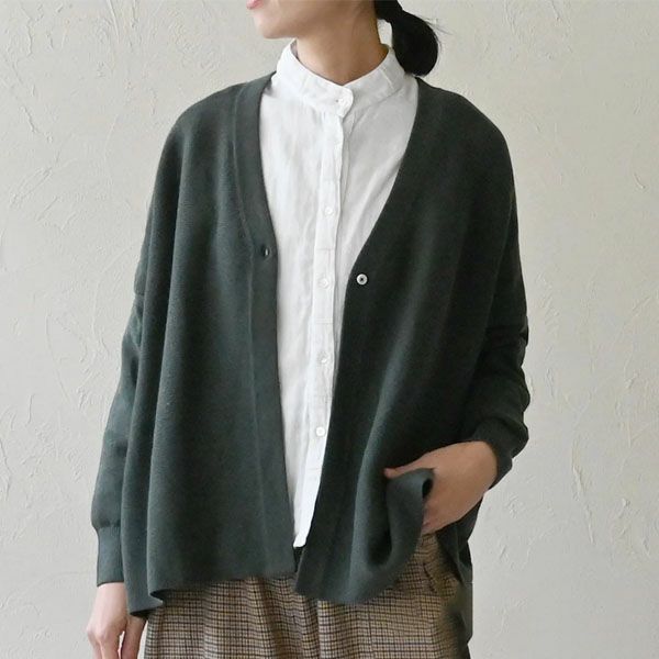 オーガニックコットン VネックTWOニットカーデ