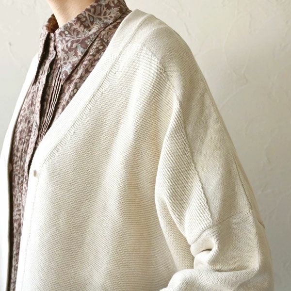 オーガニックコットン VネックTWOニットカーデ