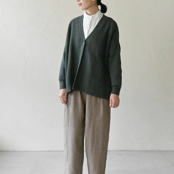 オーガニックコットン VネックTWOニットカーデ