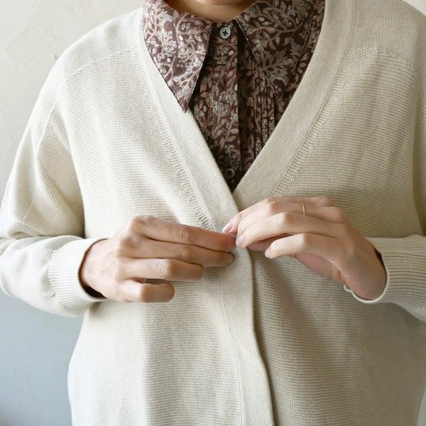 オーガニックコットン VネックTWOニットカーデ