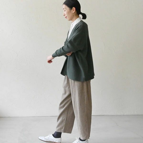 オーガニックコットン VネックTWOニットカーデ