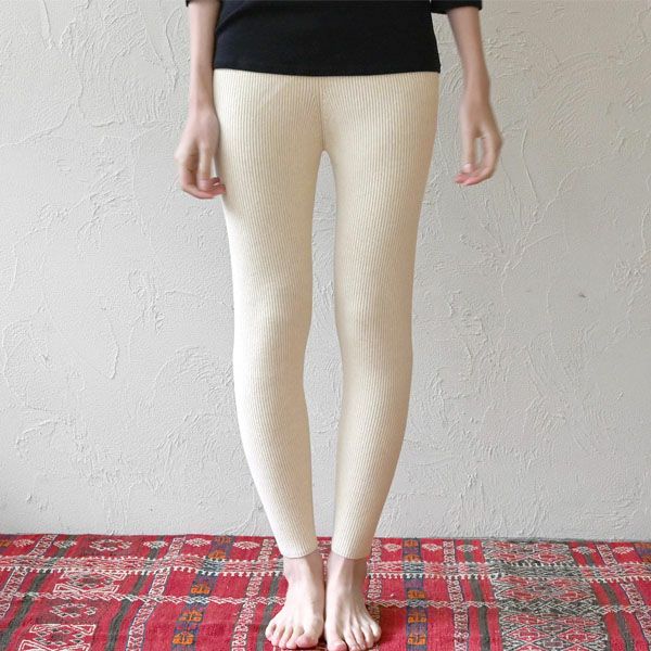 オーガニックコットン リブニットスリムパンツ