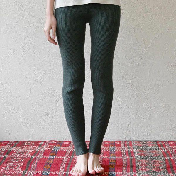 オーガニックコットン リブニットスリムパンツ