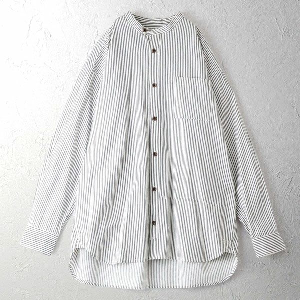 オーガニックコットン タテシマキチントストラップシャツ