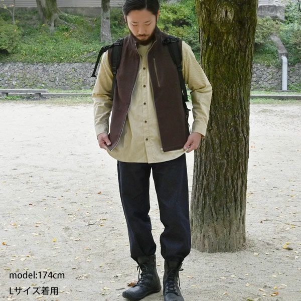 オーガニックコットン タテシマキチントストラップシャツ