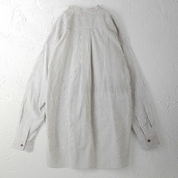 オーガニックコットン タテシマキチントストラップシャツ