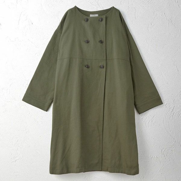 オーガニックコットン ツイルノーカラーコート
