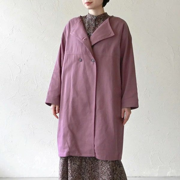 オーガニックコットン ツイルノーカラーコート