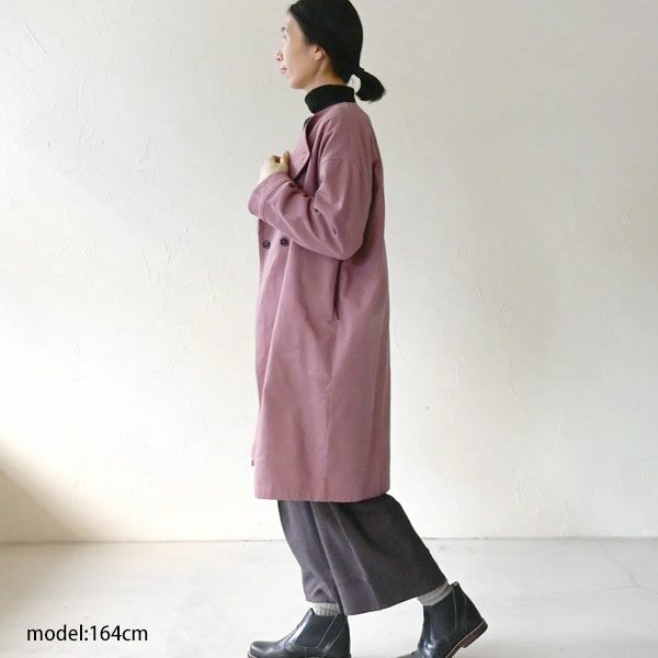 オーガニックコットン ツイルノーカラーコート