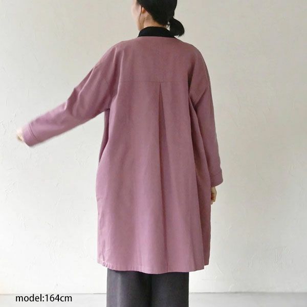 オーガニックコットン ツイルノーカラーコート