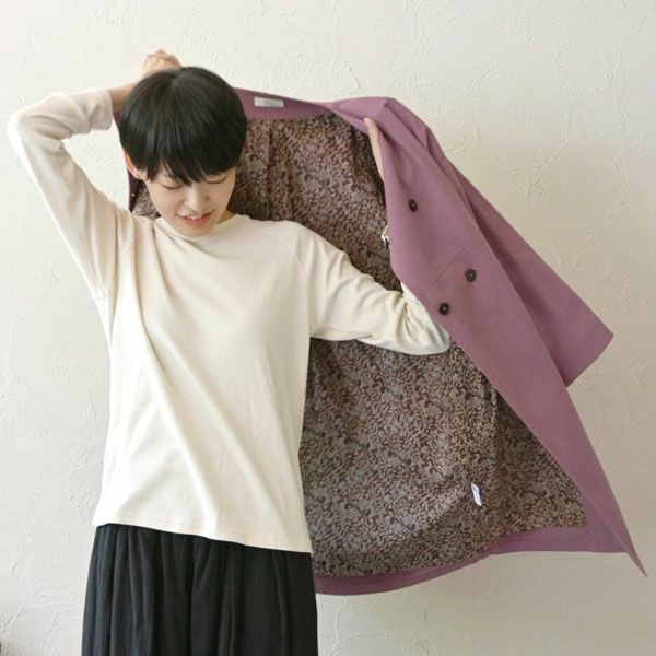 オーガニックコットン ツイルノーカラーコート