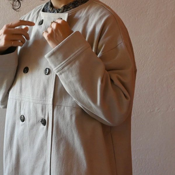 オーガニックコットン ツイルノーカラーコート