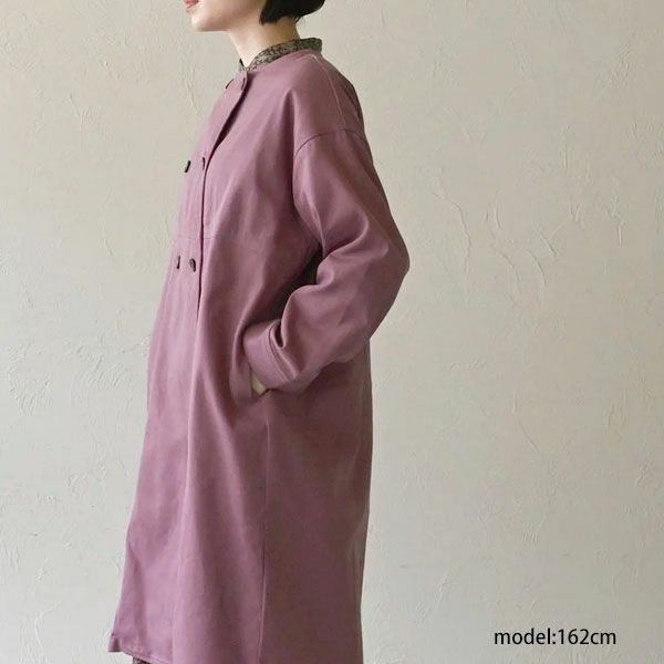 オーガニックコットン ツイルノーカラーコート