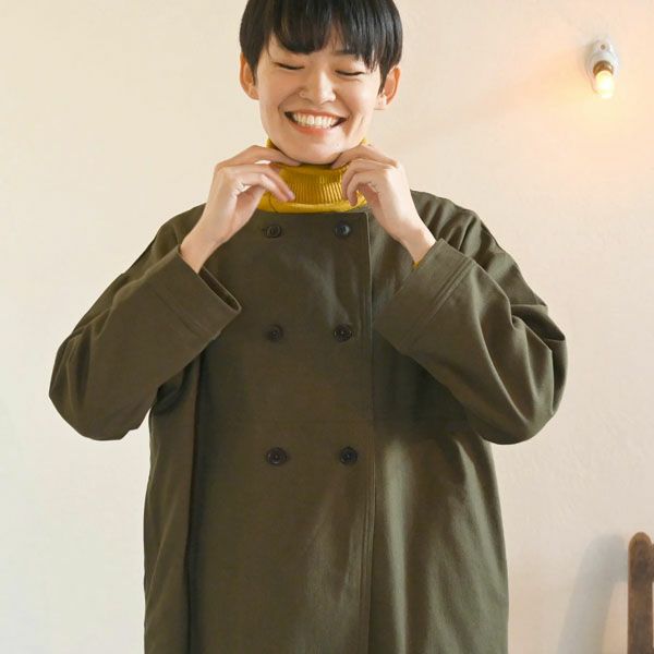オーガニックコットン ツイルノーカラーコート