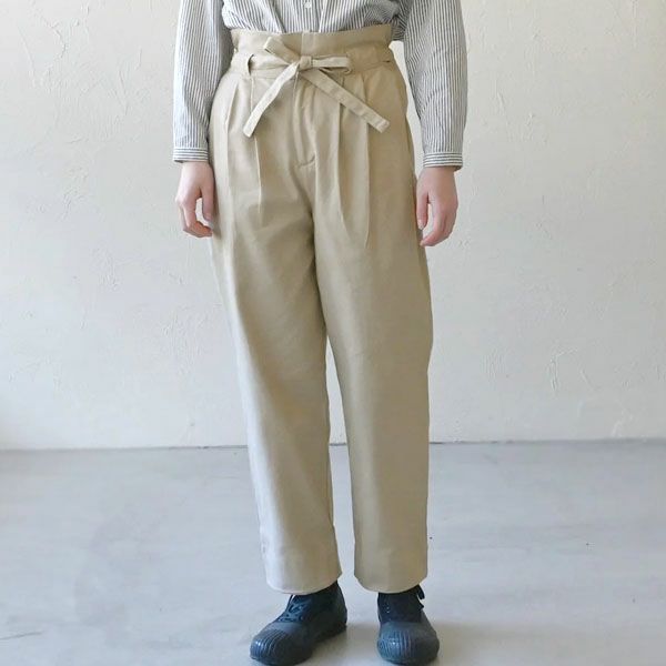 オーガニックコットン ツイルハイウエストパンツ