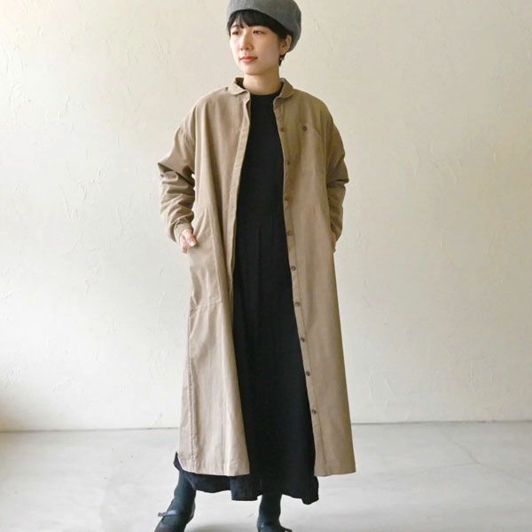 オーガニックコットン コーデュロイワークシャツワンピース