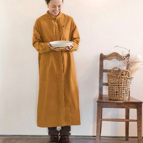 オーガニックコットン コーデュロイワークシャツワンピース