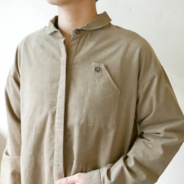 オーガニックコットン コーデュロイワークシャツワンピース