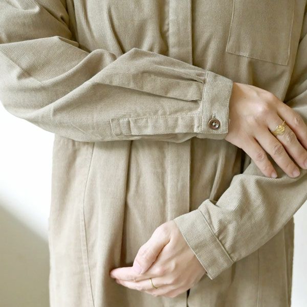 オーガニックコットン コーデュロイワークシャツワンピース