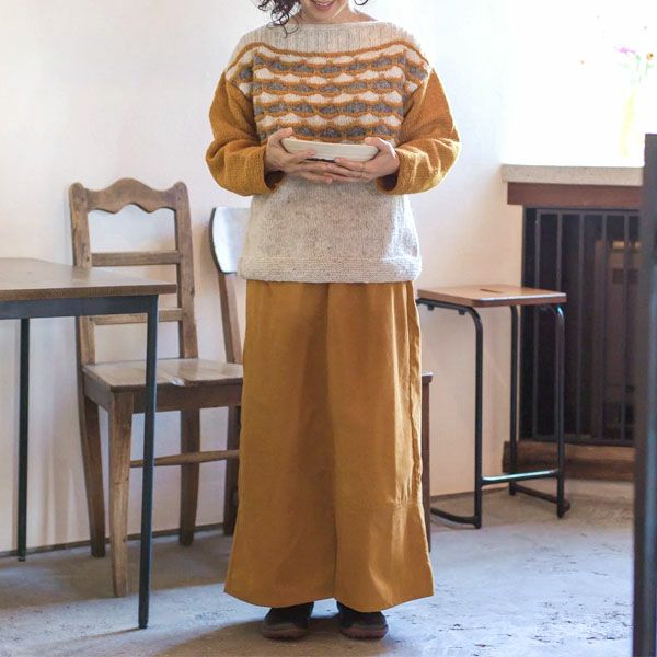 オーガニックコットン コーデュロイキリカエロングスカート