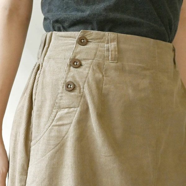 オーガニックコットン コーデュロイキリカエロングスカート