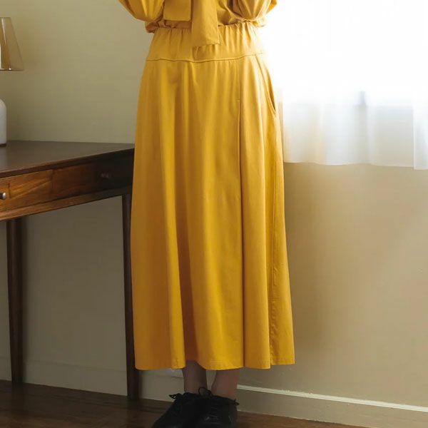 オーガニックコットン 天竺 ミディ スカート