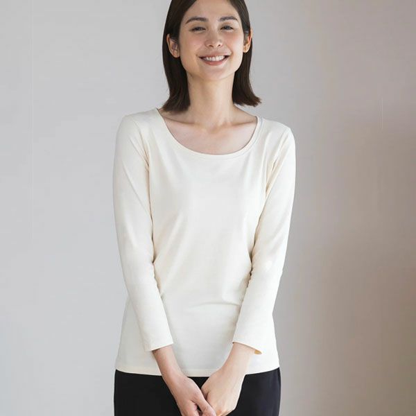 オーガニックコットン ストレッチ クルーネックトップ