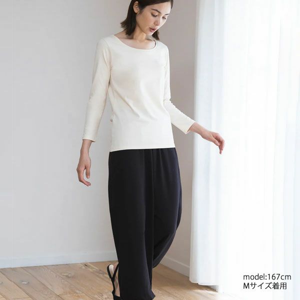 オーガニックコットン ストレッチ クルーネックトップ