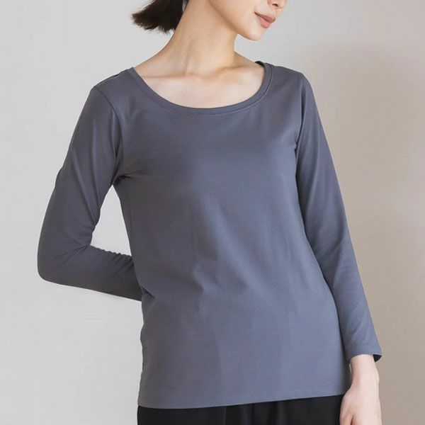 オーガニックコットン ストレッチ クルーネックトップ