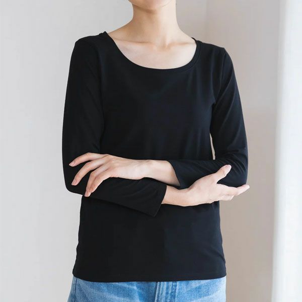 オーガニックコットン ストレッチ クルーネックトップ