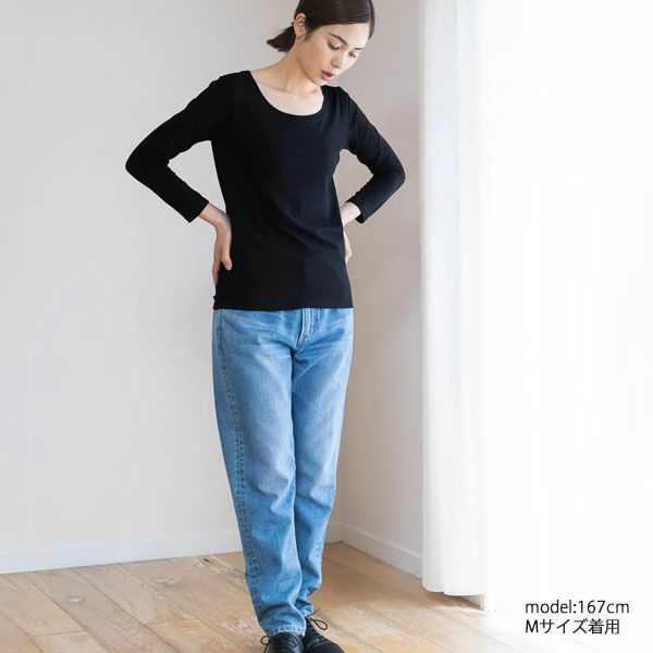 オーガニックコットン ストレッチ クルーネックトップ