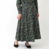 オーガニックコットン Ｖ＆Ａ サテン フレアスカート ヤスミン柄