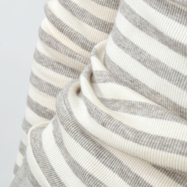 オーガニックコットン＆ヤク チューブテレコボーダータートルネック