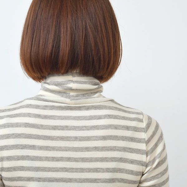 オーガニックコットン＆ヤク チューブテレコボーダータートルネック