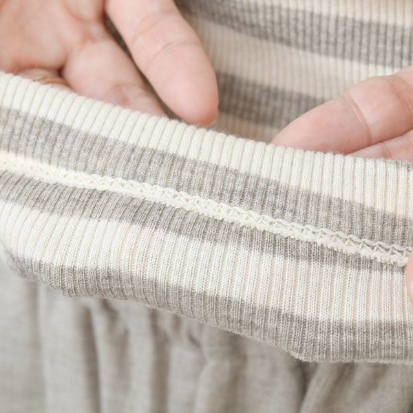 オーガニックコットン＆ヤク チューブテレコボーダータートルネック