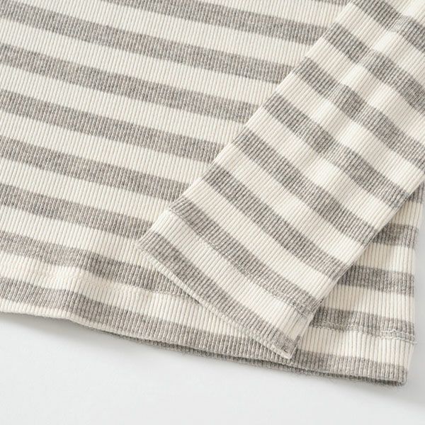 オーガニックコットン＆ヤク チューブテレコボーダータートルネック