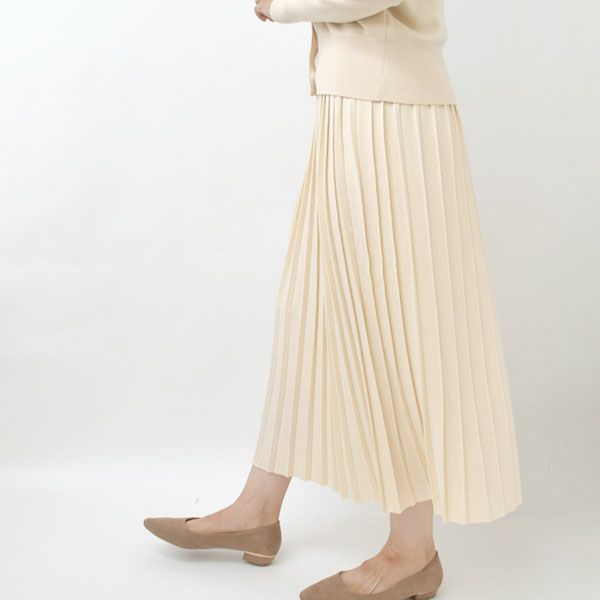 オーガニックコットン ニットプリーツスカート